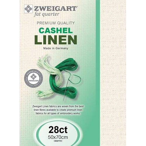 Zweigart Cashel Linen 28 Count Fat Quarter - Antique White