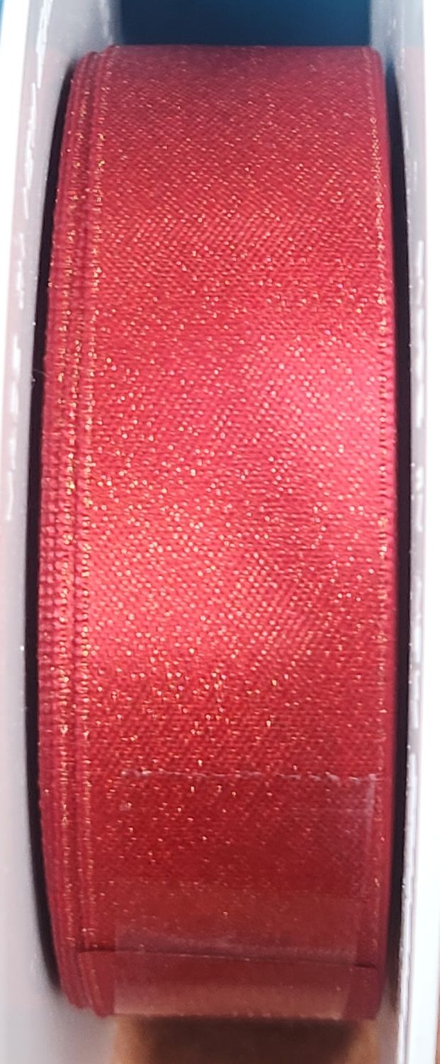 Red/Gold Purl Double Faced Satin Ribbon 22mm Width, Price per metre