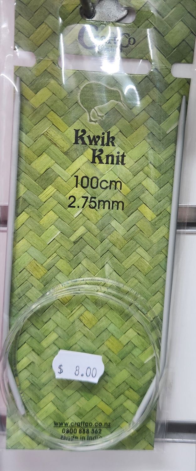 Kwik Knit 100cm Aluminium Circular Needle - 2.75mm