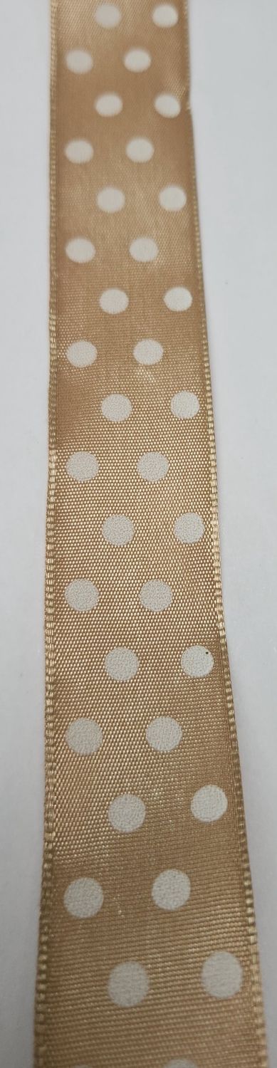 Taupe with White Spot Wire Edge 25mm per metre