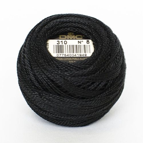 DMC Cotton Pearl Ball 10g Size 8 - Colour 0310 Black