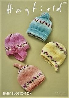 Baby Blossom 8ply Hayfield Hat Pattern 4839