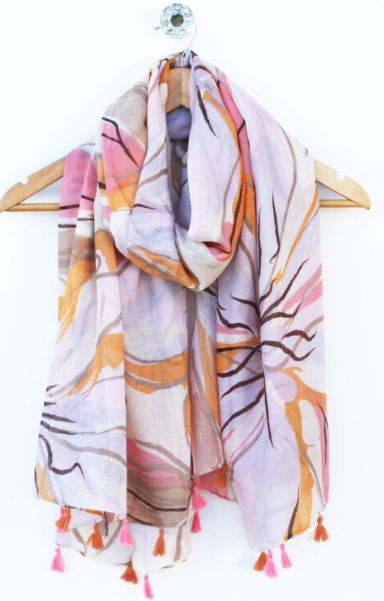 Large Lily Print Scarf Multi