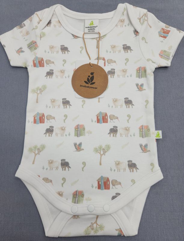 Imababy Short Sleeve Bodysuit - Theme Farm Muster 0 to 3 months