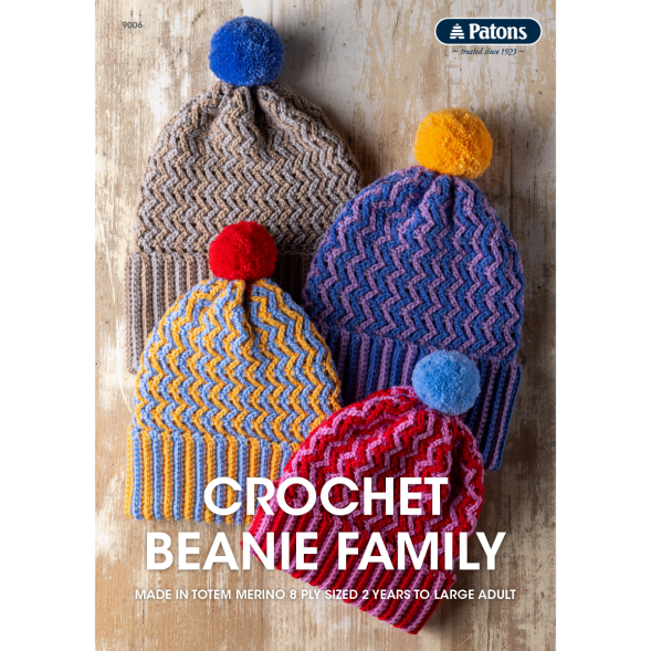 Patons Crochet Pattern Book Beanie Family 9006