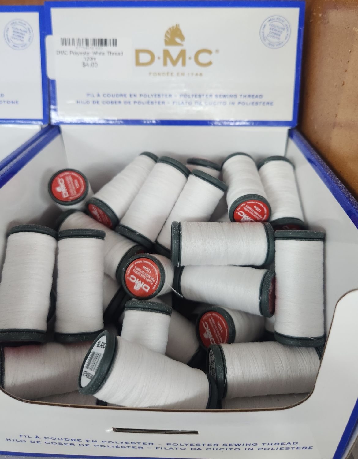 DMC Polyester White Thread 120m