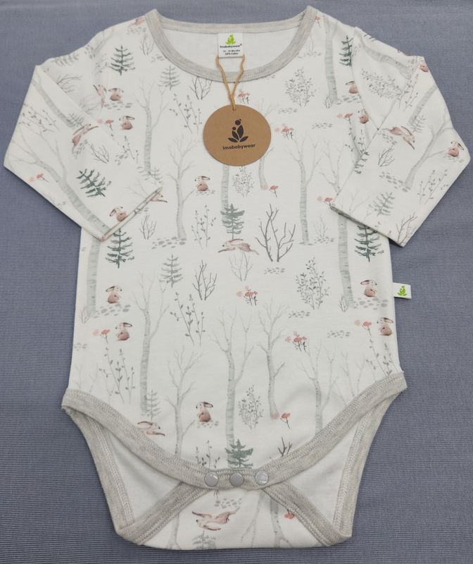 imababywear Longsleeve Bodysuit Theme Woodland 12 to 18 months