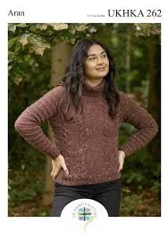 UKHKA Pattern - 262 - Aran Polo Neck Jumper