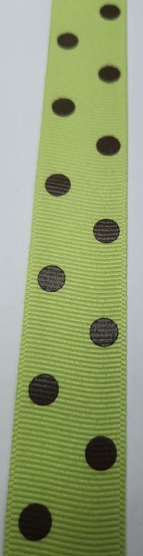 Lime with Brown Spot Grosgrain 22mm Width, Price per metre