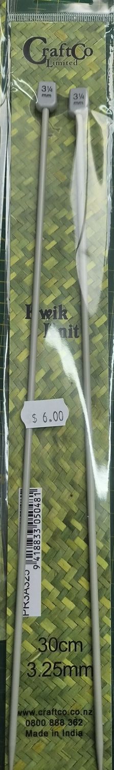 Kwik Knit Aluminum Knitting Needles 30cm 3.25mm