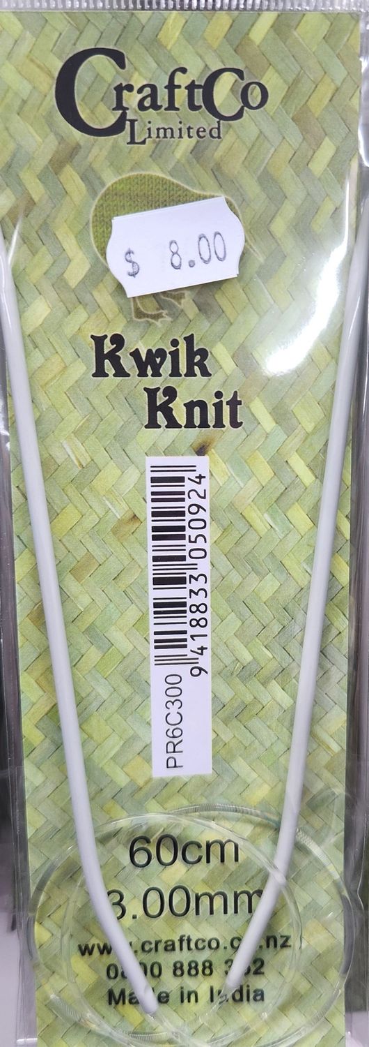 Kwik Knit Fixed Circular Aluminium Needle 60cm 3.00mm