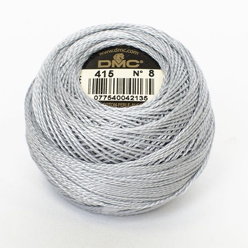 DMC Cotton Pearl 10g Ball Size 8 - Colour 415 Chrome Grey