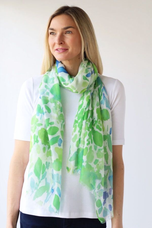 Lightweight Colour Burst Digital Print Lime Scarf
