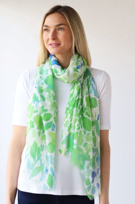 Lightweight Colour Burst Digital Print Lime Scarf