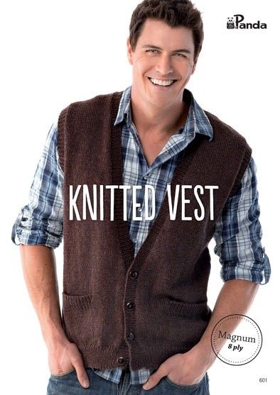 Panda Pattern - Mens Knitted Vest 601