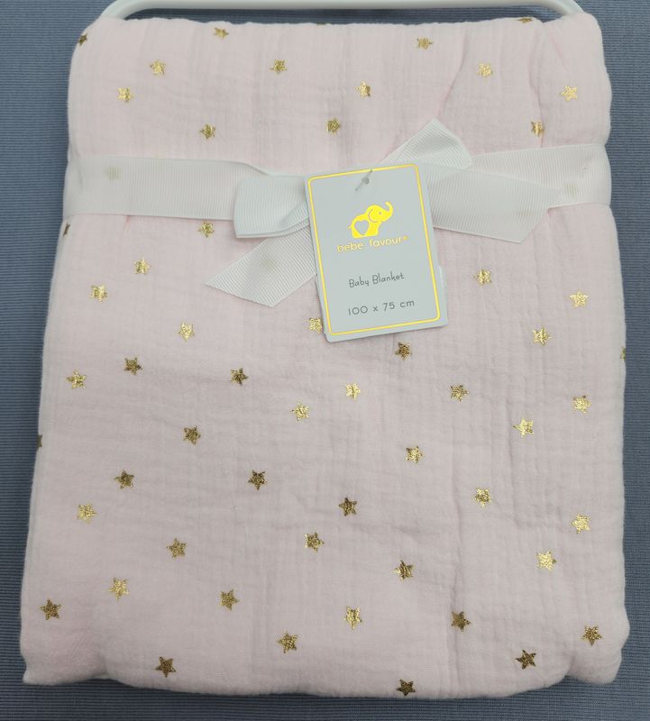 Double Layer Muslin Blanket - Pink Star