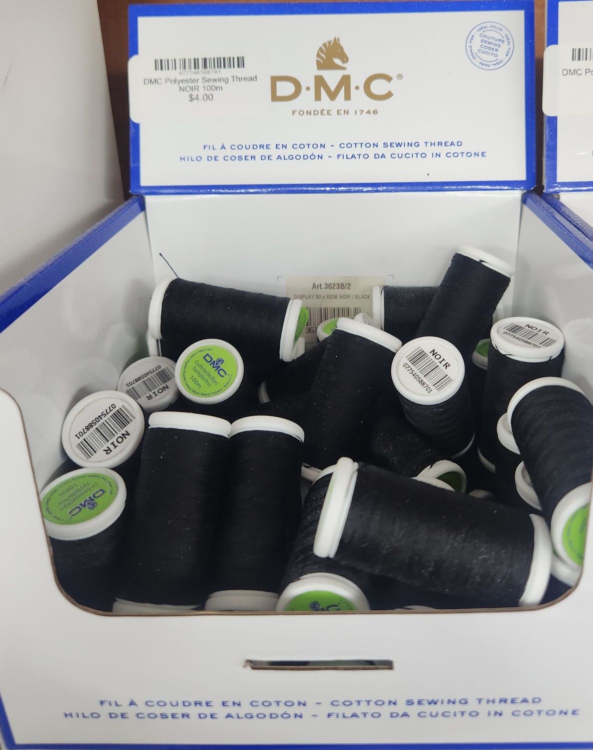 DMC Polyester Sewing Thread NOIR 100m