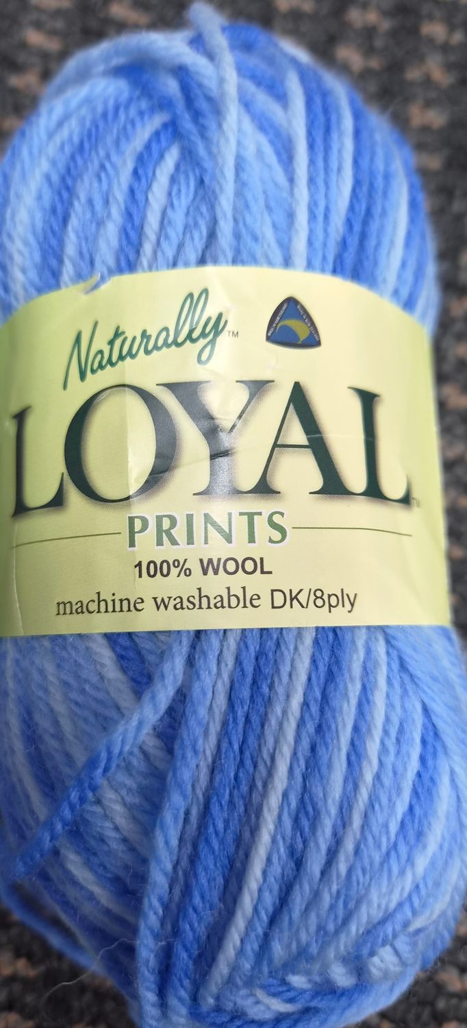 Naturally Loyal Prints 8ply 50g 105m 100% NZ Wool Colour Shade 1004 Blue Mix