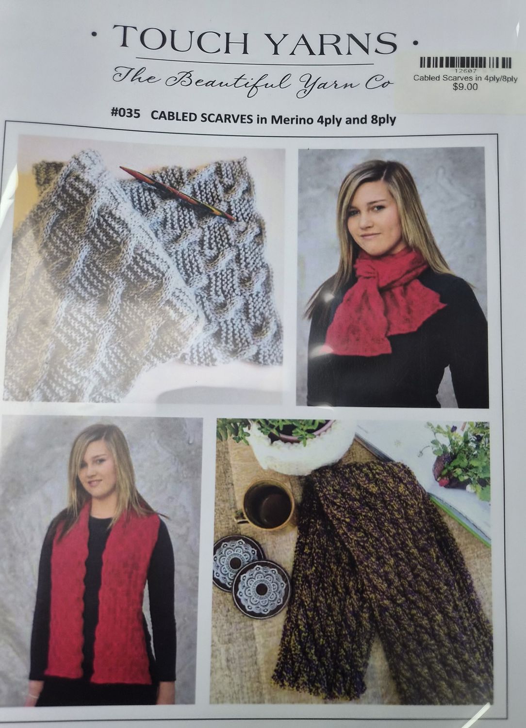 Touch Yarns 035 Cabled Scarves in 4ply/8ply