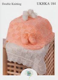 UKHKA - 184 DK Knitting Pattern - Blanket &amp; Booties