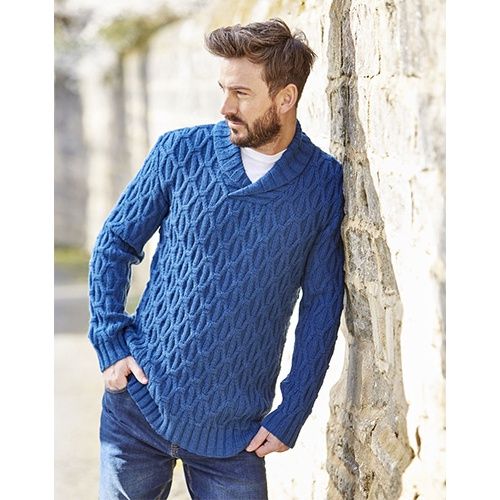 Sirdar Pattern Mens Shawl Collar Sweater 10090