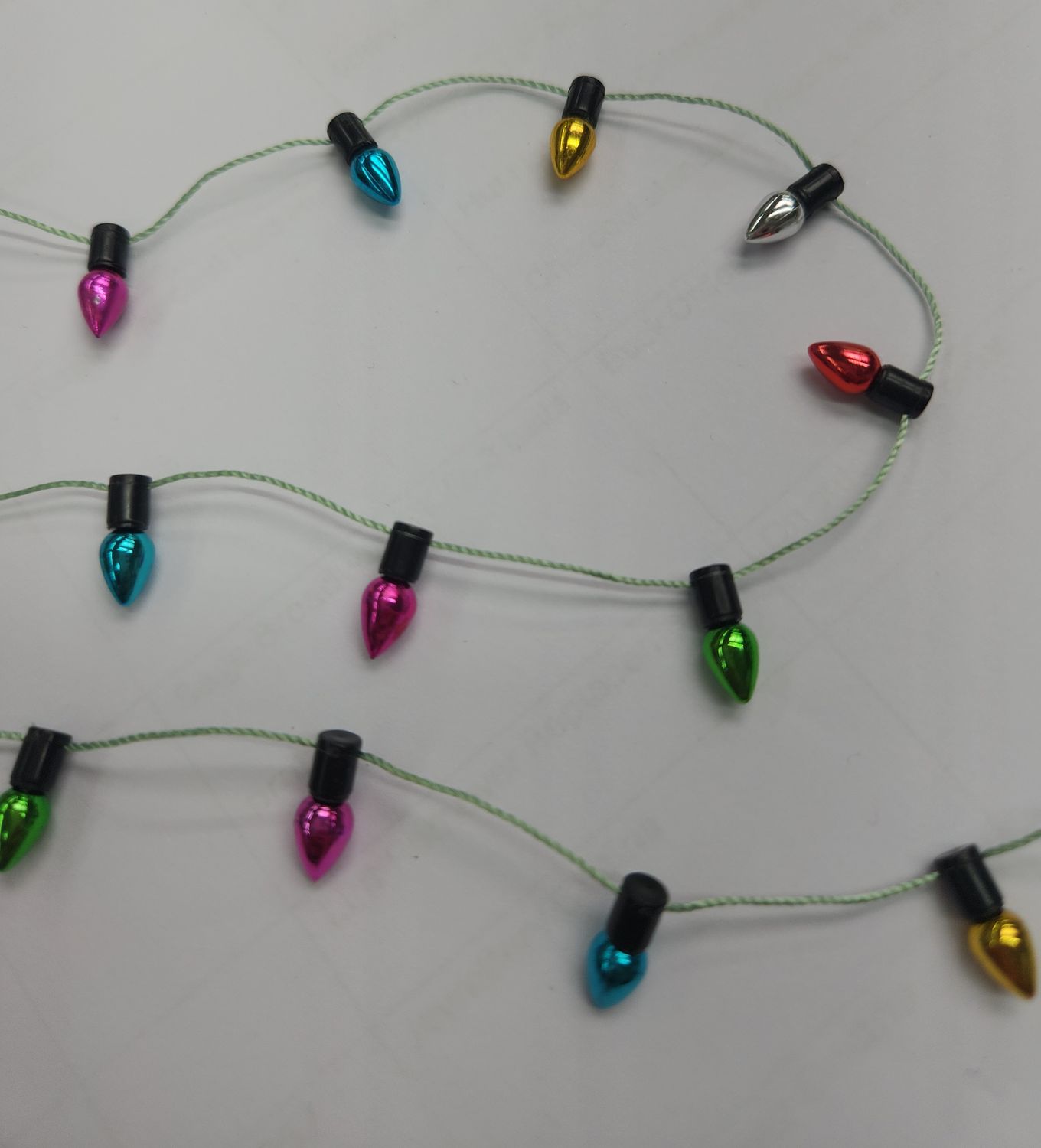 Vintage Xmas Lights on Green Thread Price per metre