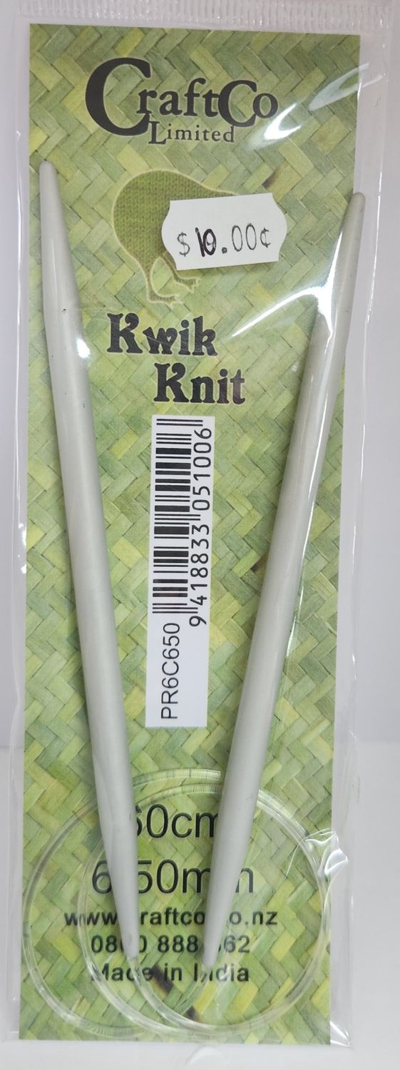 Kwik Knit Fixed Circular Aluminium Needles 60cm 6.50mm