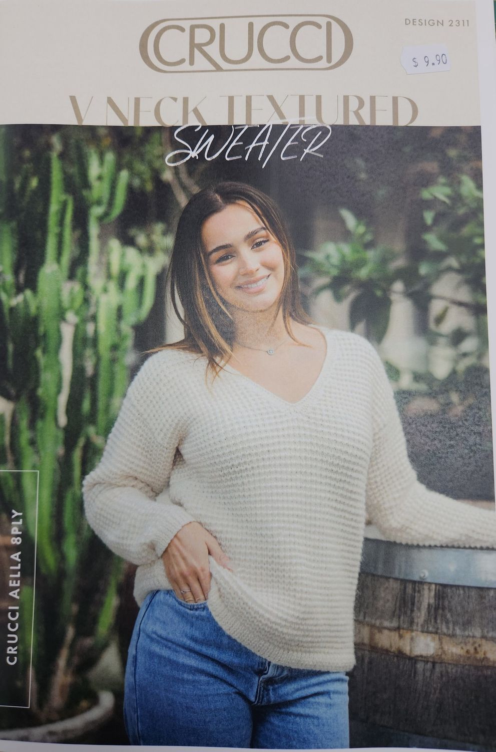 Crucci V Neck Textured Sweater 2311 8ply $9.90