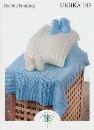 UKHKA Pattern - 183 Cable Blanket &amp; Bootees