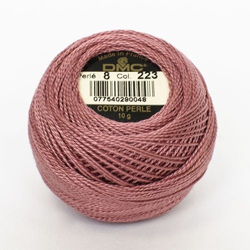 DMC Cotton Pearl 10g Ball Size 8 - Colour 223 Medium Dusky Pink