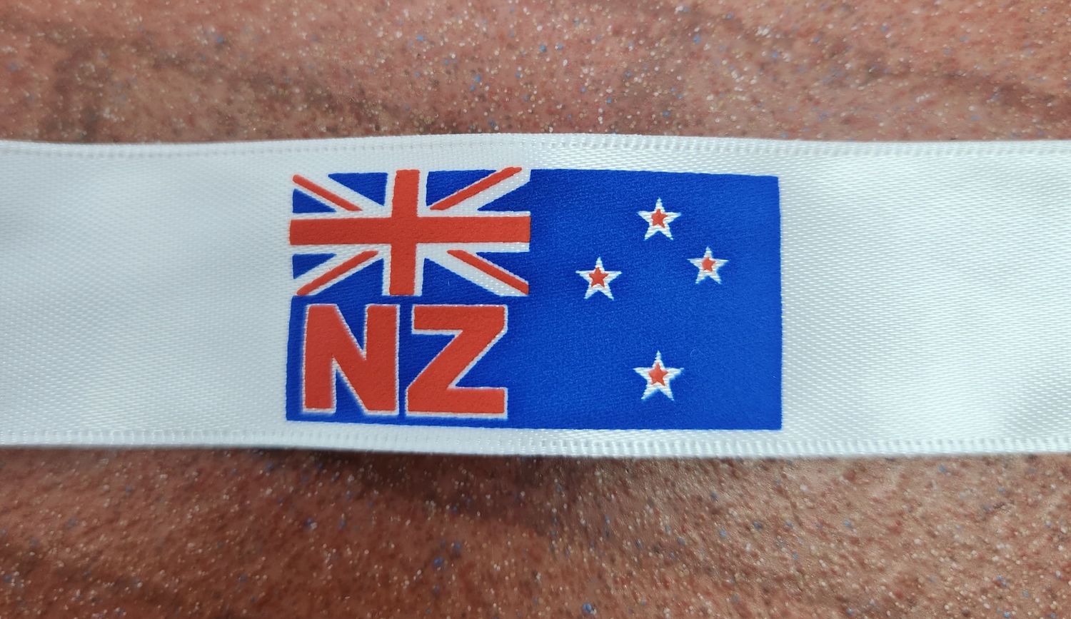 New Zealand Flag on White Ribbon 25mm Width, Price per metre