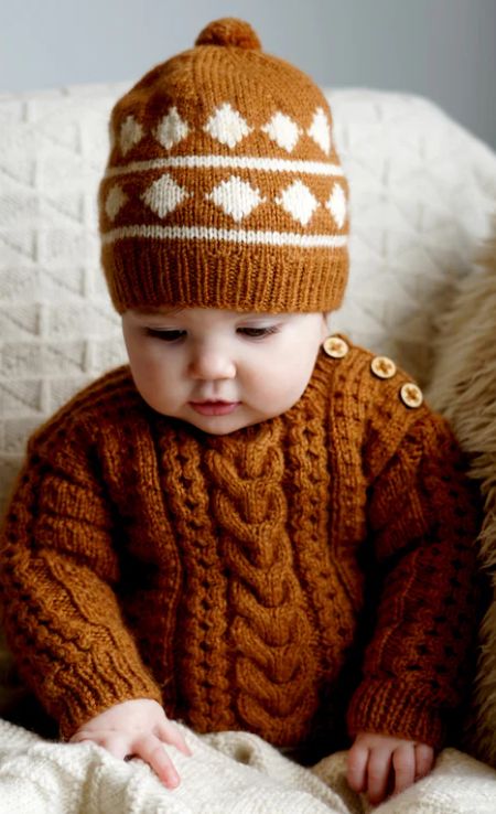 LisaF Pattern - BC119 Morgan Sweater &amp; Hat 8ply - 0-18 Months