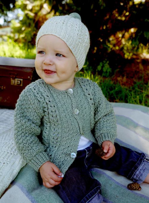 LisaF Pattern - BC71 Addison Cardigan &amp; Hat 8ply