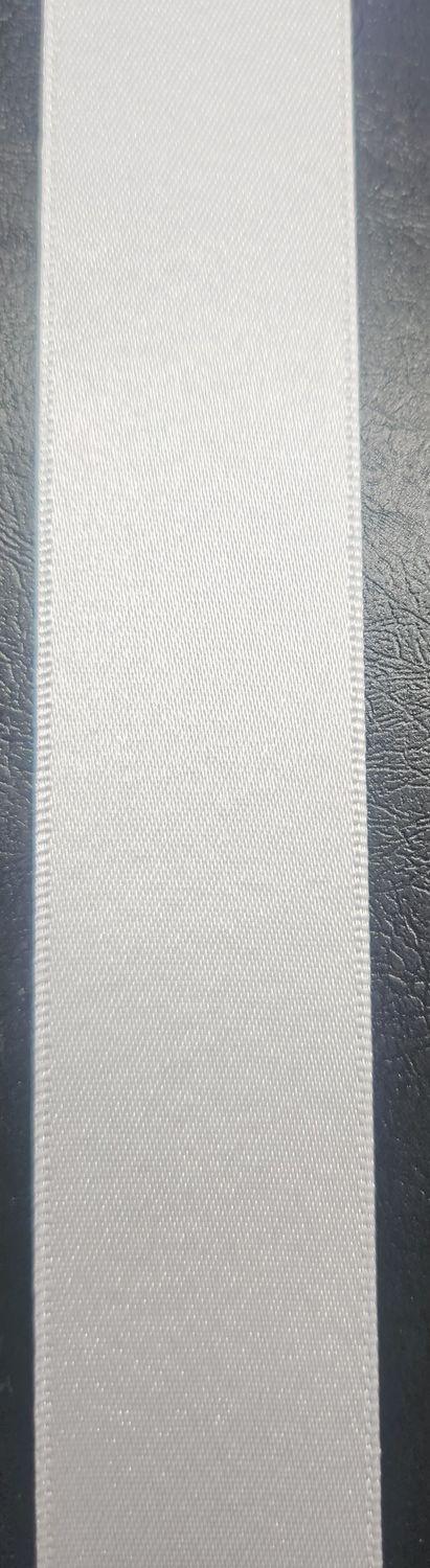 White Double Sided Satin Ribbon 25mm Wide, Priced Per Metre