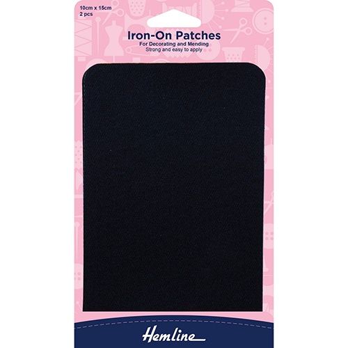 Hemline Iron On Patch - Black 2 Pack