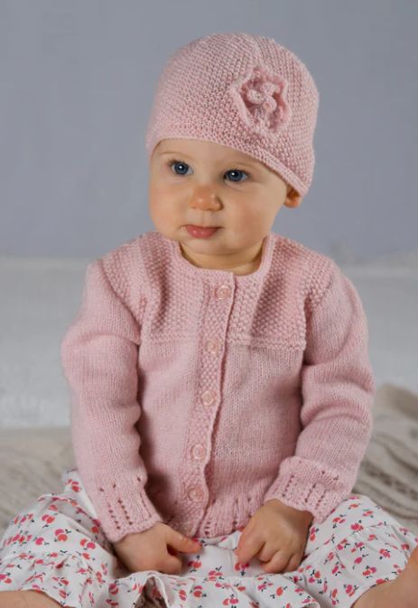 LisaF Pattern - BC39 Abigail Cardi &amp; Hat 4ply