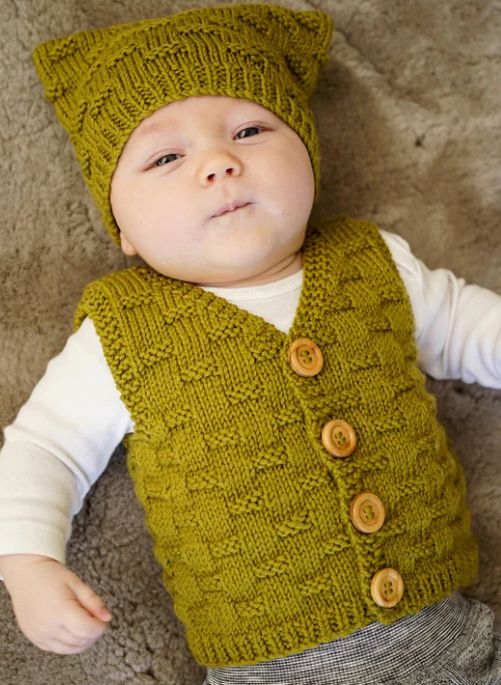 LisaF Pattern BC68 Theodore Vest &amp; Hat 8ply