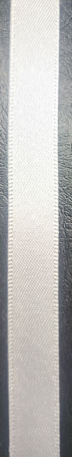 Double Faced Satin 10mm White. Priced Per Metre