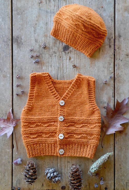 LisaF Pattern - BC145 Finlay Vest &amp; Hat 8ply