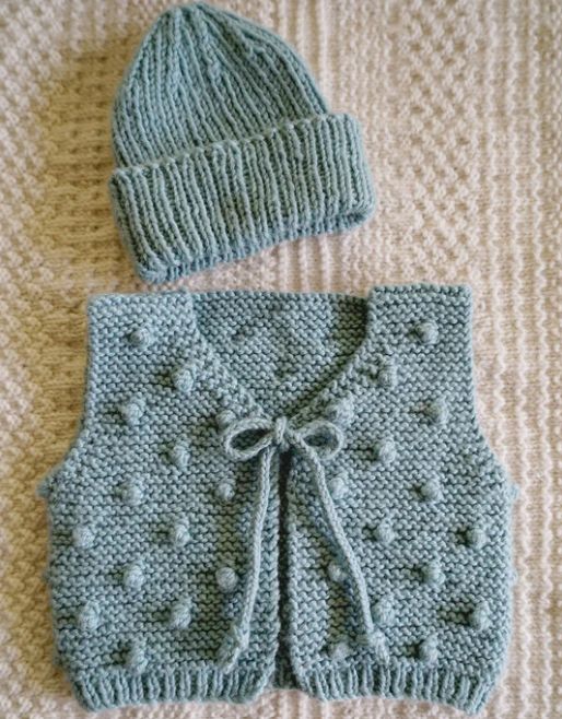 LisaF Pattern - BC102 - Blake Vest &amp; Beanie - 8ply - 0-18Months