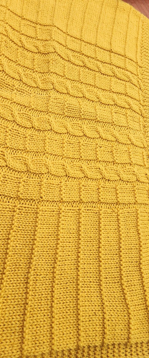 Knitted Blanket - Mustard 100% Wool