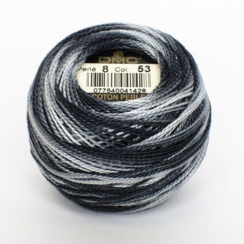 DMC Cotton Pearl 10g Size 8 Colour 0053 Variegated Steel Gray