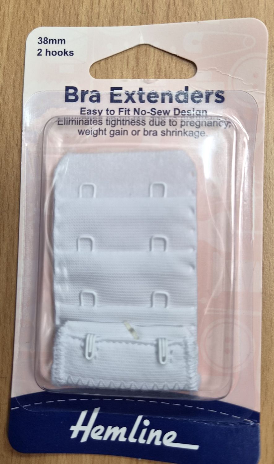 Hemline Bra Extender 38mm 2 Hooks White
