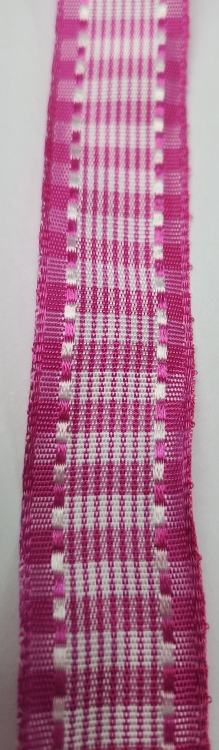 Pink and White Ribbon 25mm Colour 607 Per Metre
