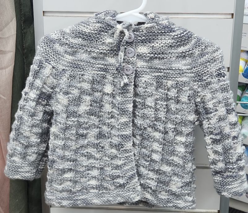Hoodie -  Grey Fleck  6-9month 100% Merino 8ply