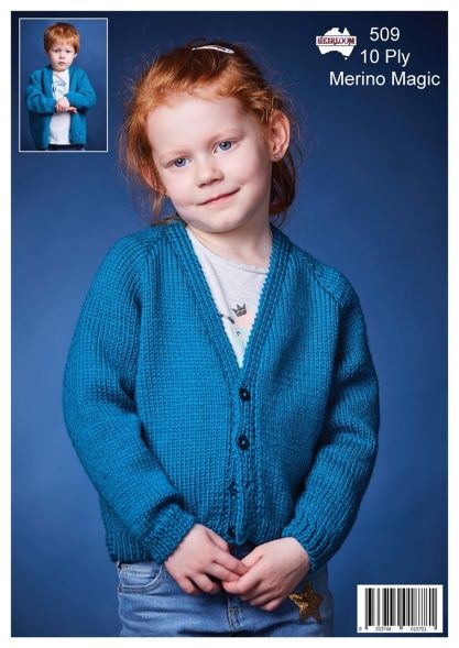 Heirloom Magic Pattern - 10ply Raglan V Neck Cardigan 509
