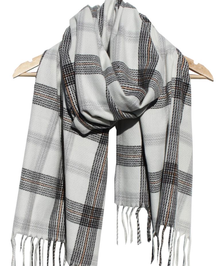 Checked Winter Scarf Winter White &amp; Black