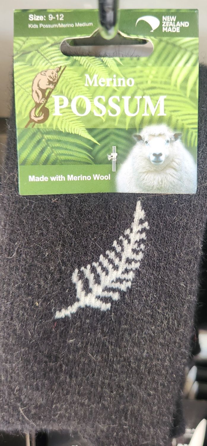 NZ Possum Merino Socks - NZ Fern - Childrens Size 9-12