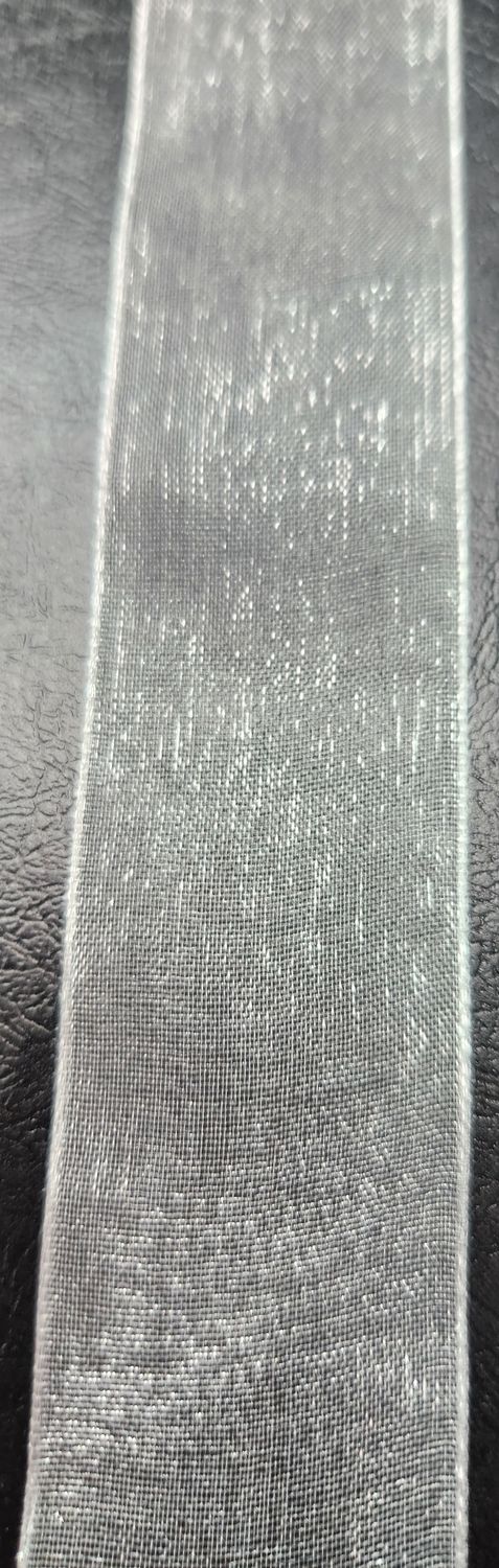 Silver Organza Ribbon 25mm Width, Price per metre