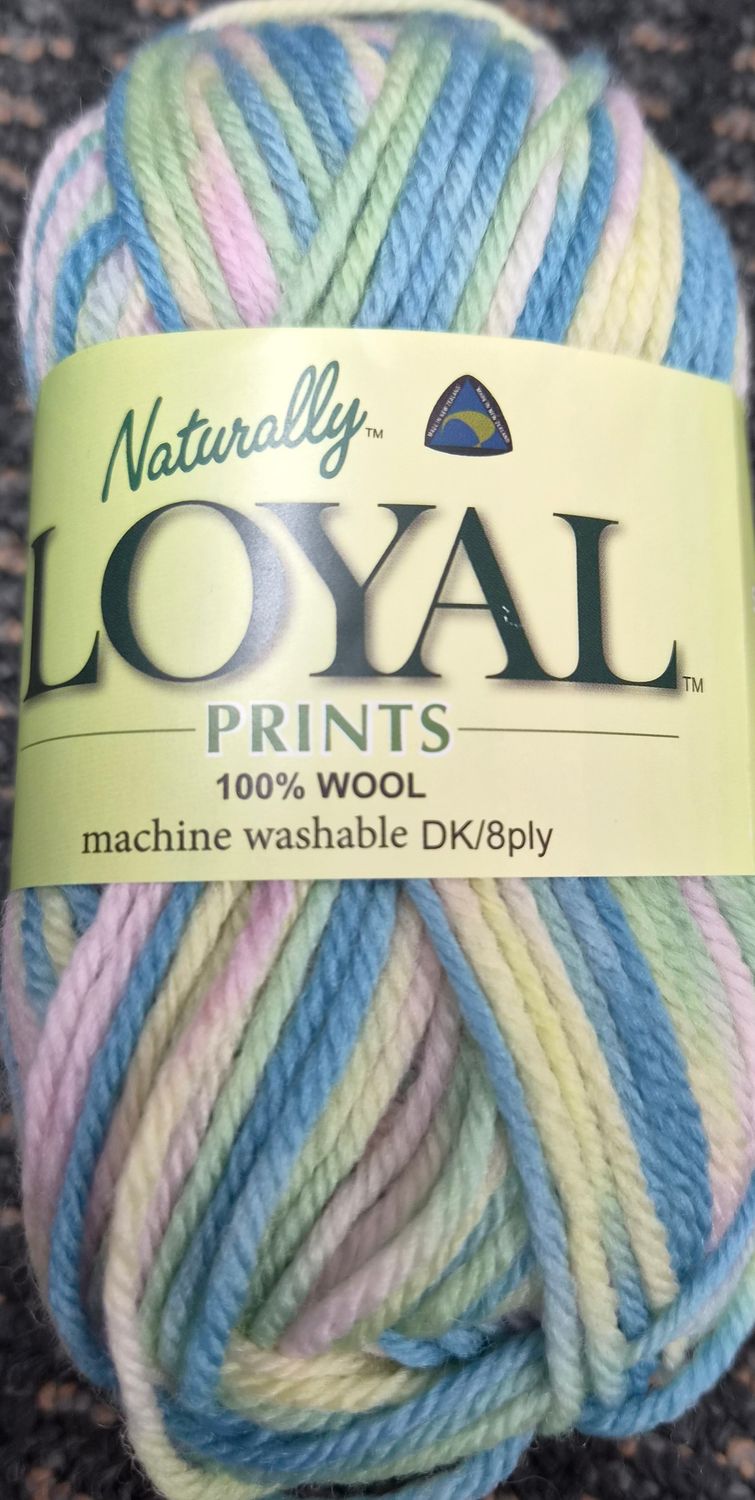 Naturally Loyal 8ply 50g 105m 100% NZ Wool Colour Shade 995 Pink/Blue/Lemon
